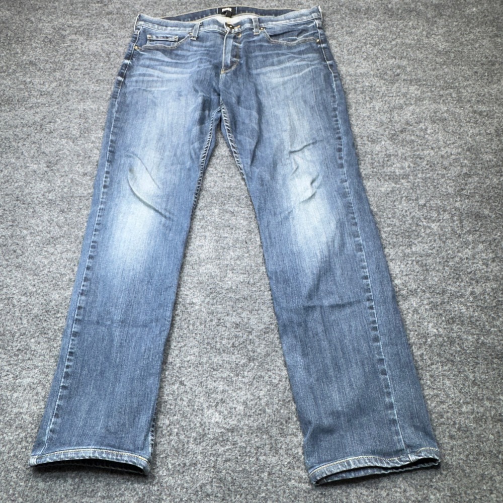 Paige Lennox Mens 34x30 Blue Slim Fit Jeans Jerry Wash Denim Faded Whiskers